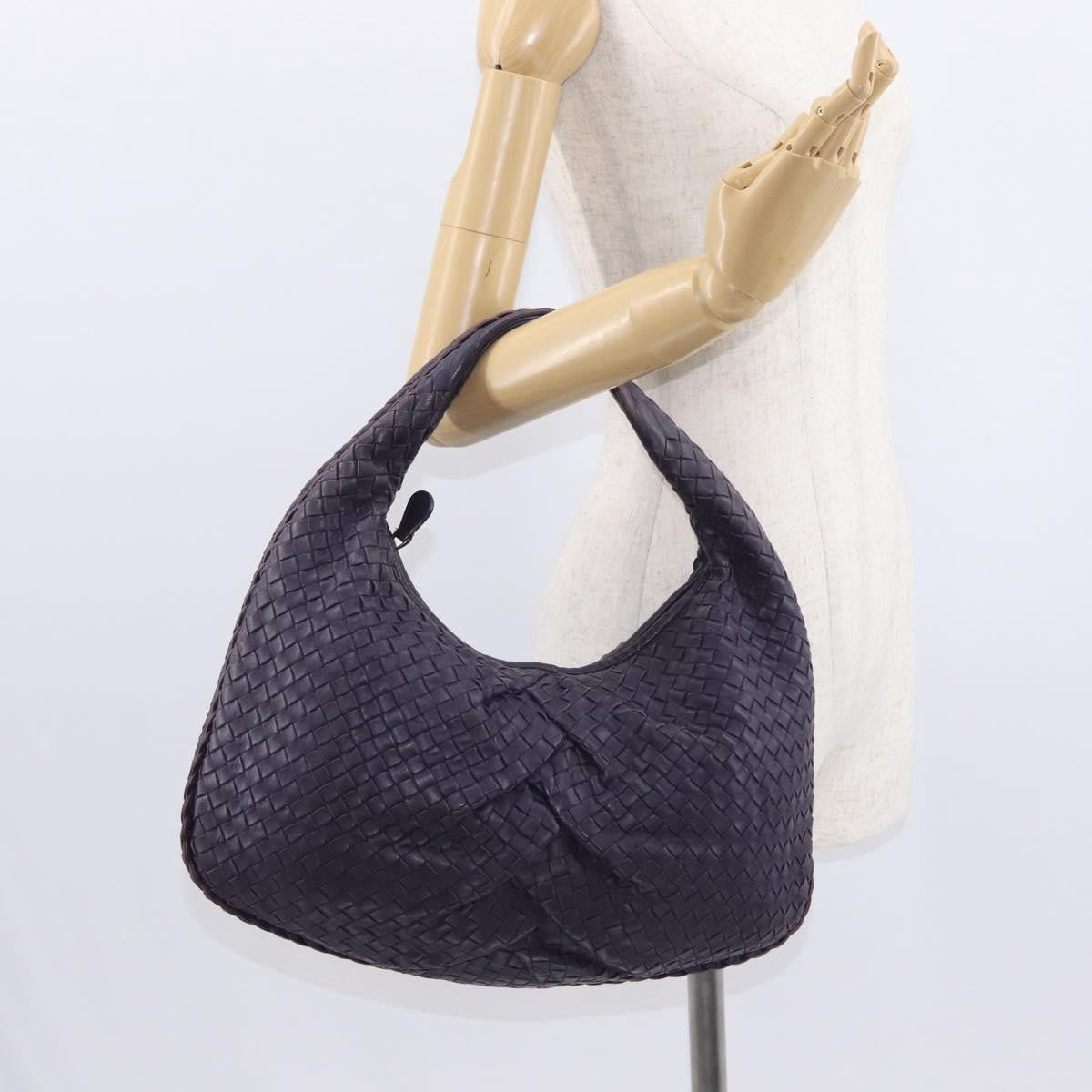 Bottega Veneta Veneta Hobo Pleated Intrecciato Nappa Purple Leather Shoulder Bag Bag (Pre-Owned)