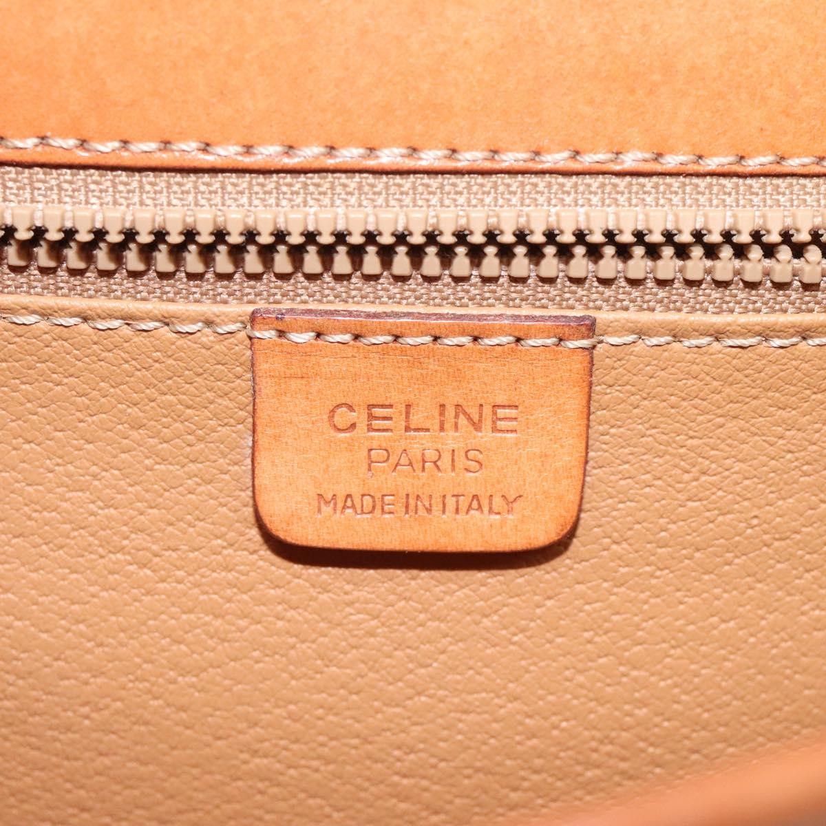 Celine Vintage Macadam Circle Logo Shoulder Bag Canvas And Leather Brown Canvas Shoulder Bag Bag (Pre-Owned)