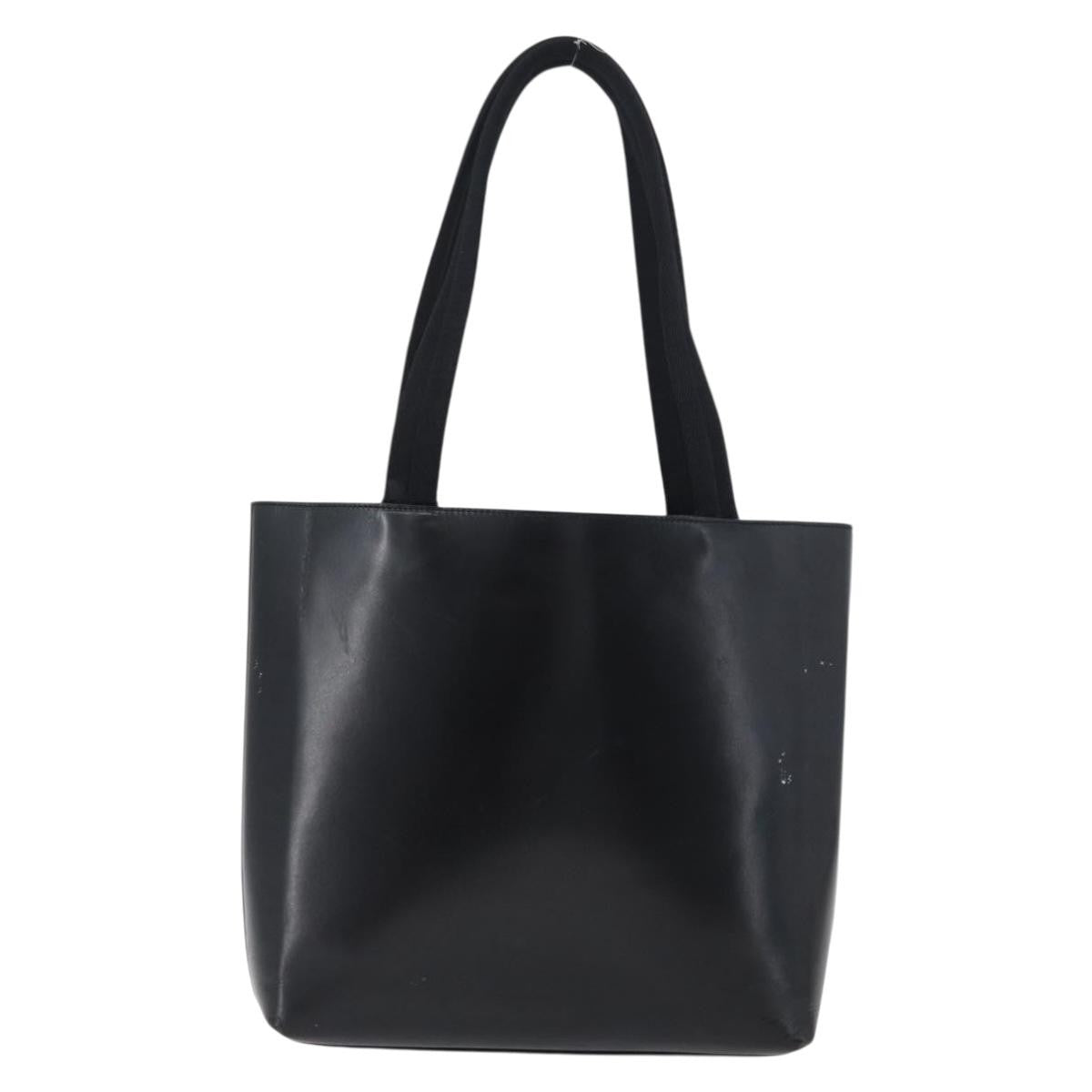 Prada Vintage Tote Leather Black Leather Tote Bag Bag (Pre-Owned)