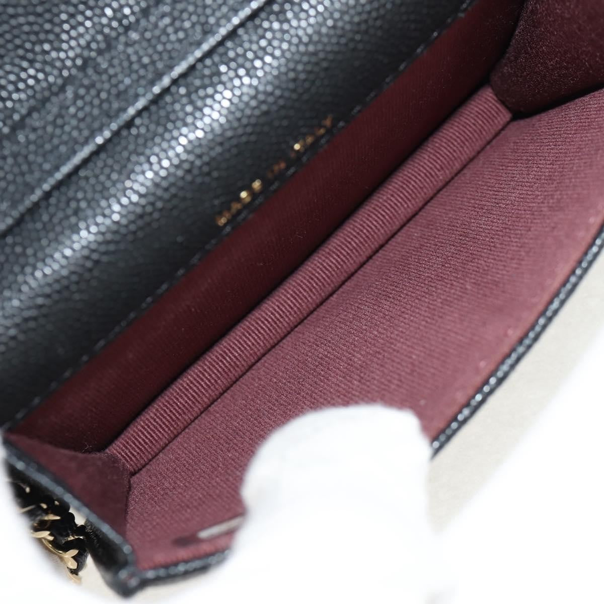 Chanel Classic Flap Clutch With Chain Quilted Caviar Black Leather Clutche & Pouche Bag (Pre-Owned)