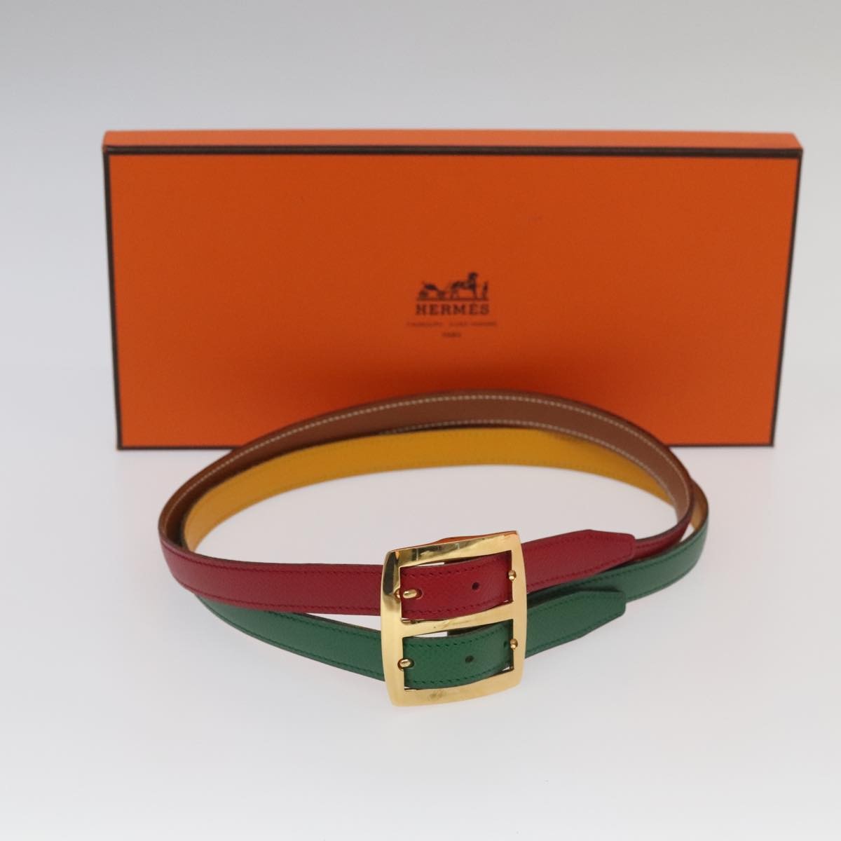 Hermes Double Hole Buckle Belt Metal And Leather Multicolour Leather Belts Accessory (Pre-Owned)