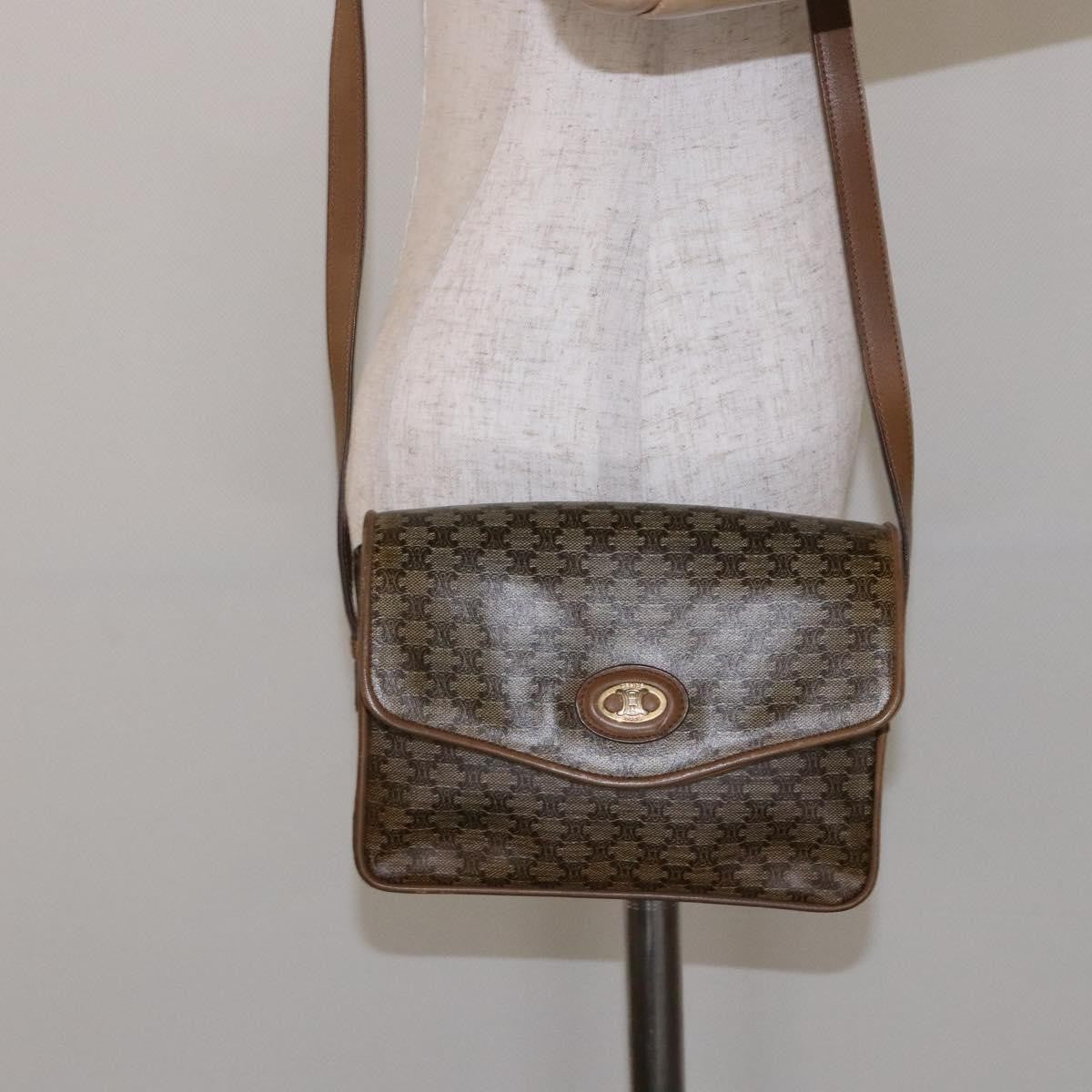 Celine Macadam Shoulder Bag Pvc Leather Beige Pvc Bag (Pre-Owned)