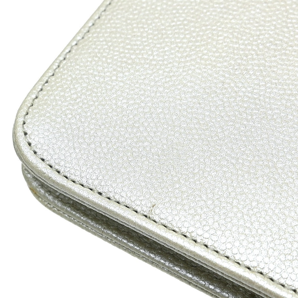 Chanel Timeless Wallet On Chain Textured Leather Silver Leather Wallets Accessory (Pre-Owned)