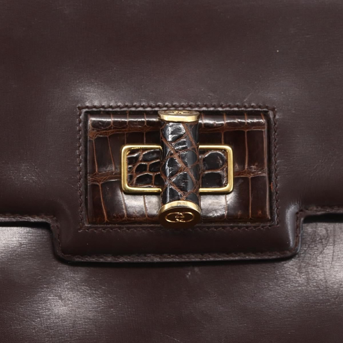 Gucci Vintage Shoulder Bag Leather Brown Leather Shoulder Bag Bag (Pre-Owned)