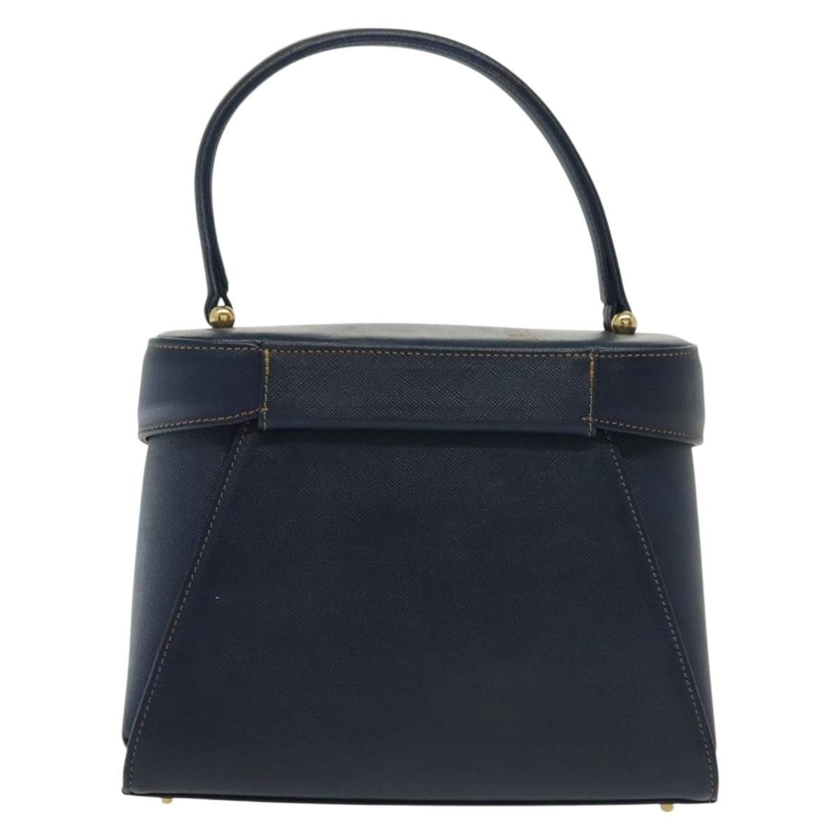 Valentino Garavani Vintage Handbag Leather Navy Leather Handbag (Pre-Owned)