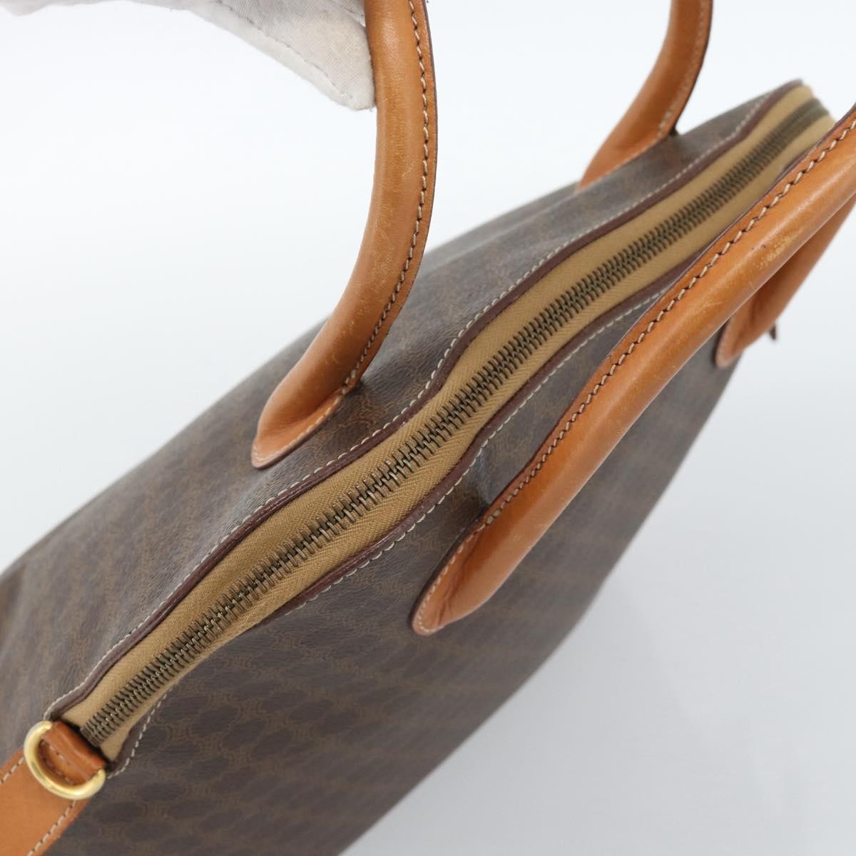 Celine Vintage Macadam Handbag Canvas Brown Canvas Handbag (Pre-Owned)