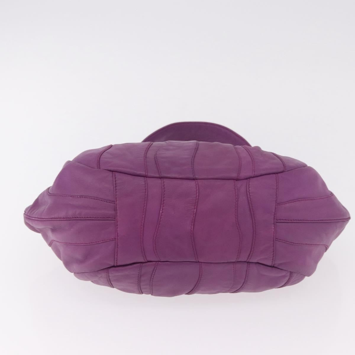 Prada Pleats Shoulder Bag Cervo Leather Purple Leather Handbag (Pre-Owned)