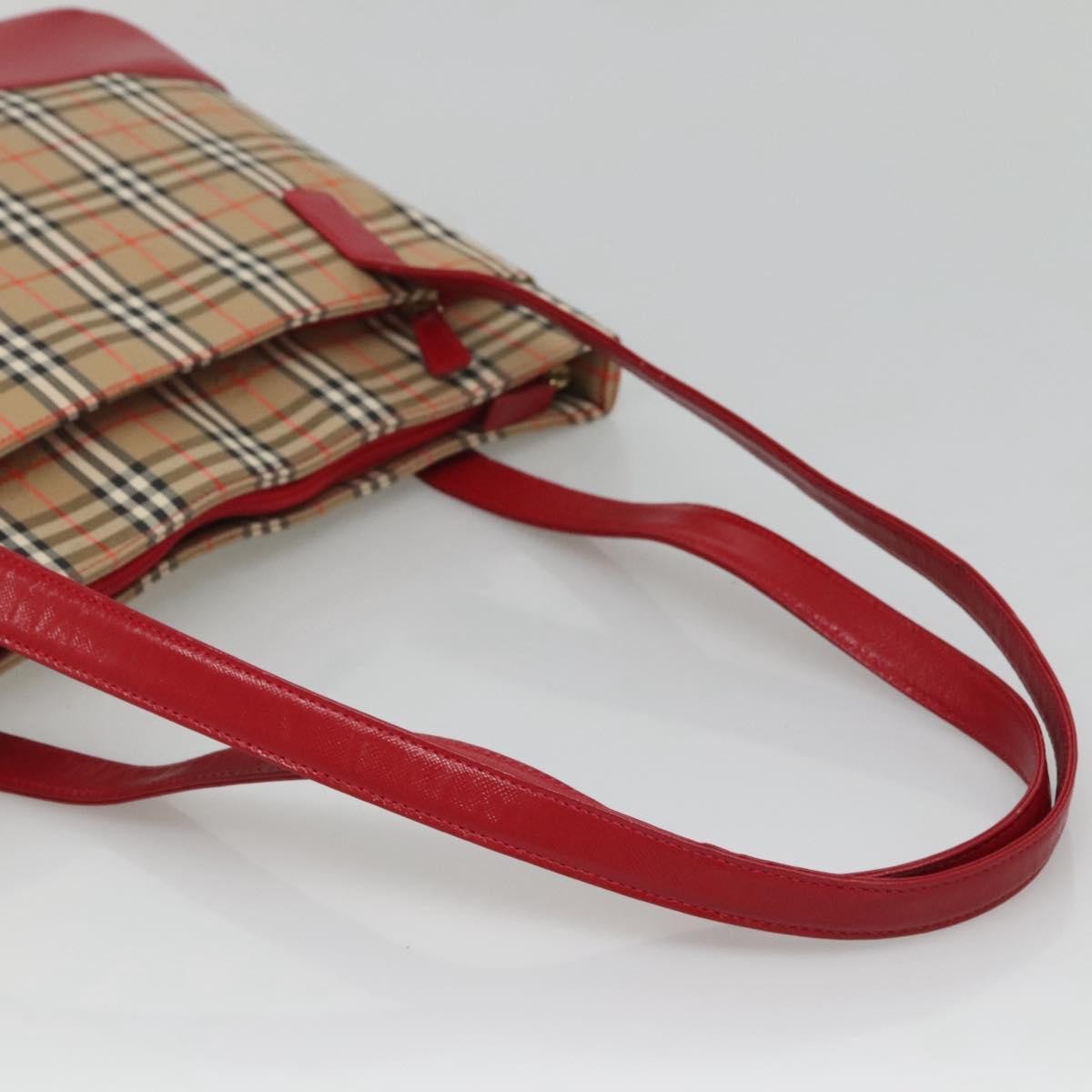 Burberry Nova Check Tote Canvas And Leather Beige Canvas Tote Bag Bag (Pre-Owned)