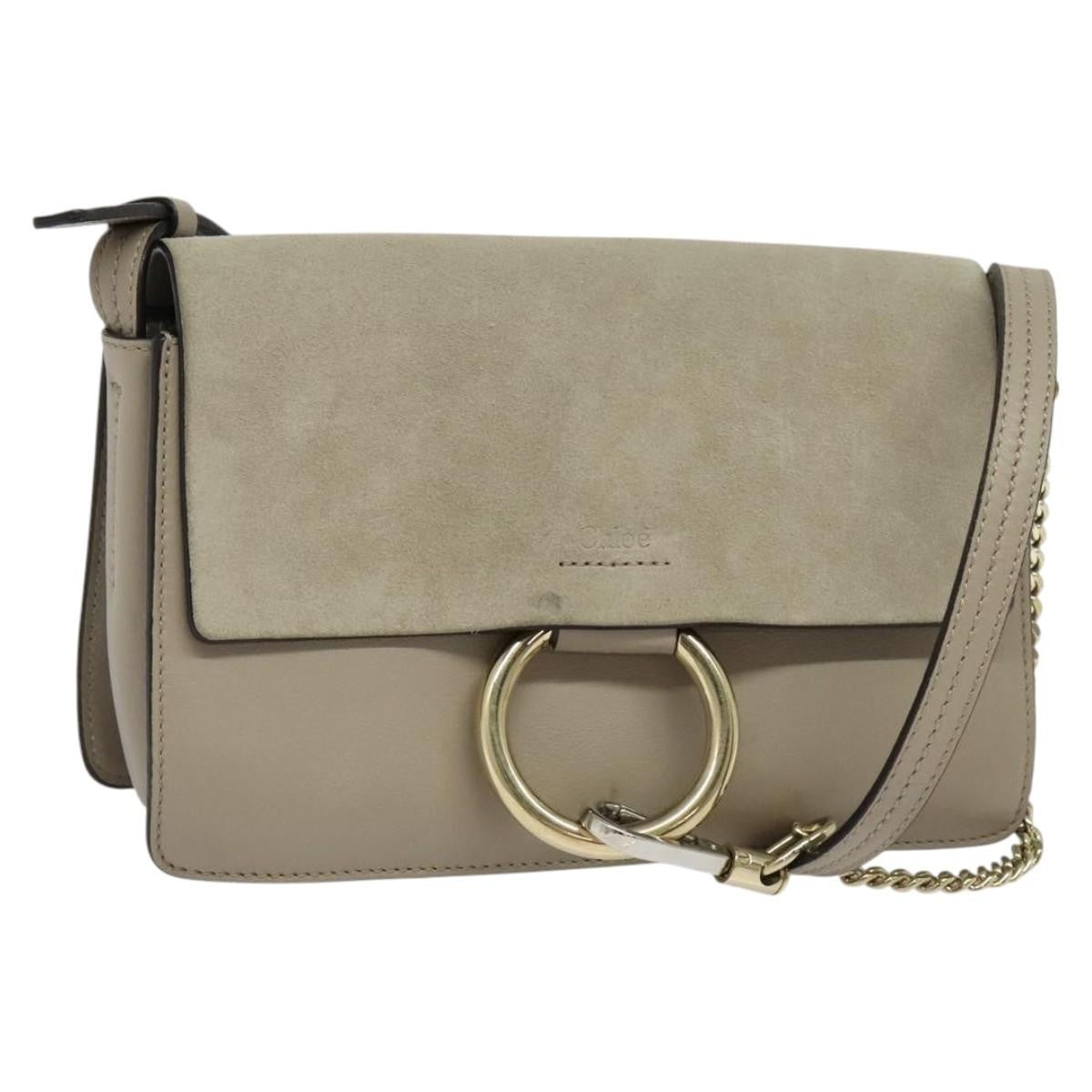 Chloe Faye Crossbody Leather And Suede Gray Suede Shoulder Bag Bag (Pre-Owned)