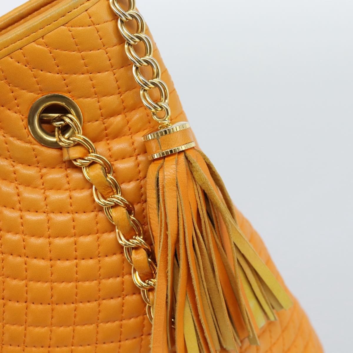 Bally Vintage Shoulder Bag Quilted Leather Orange Leather Shoulder Bag Bag (Pre-Owned)