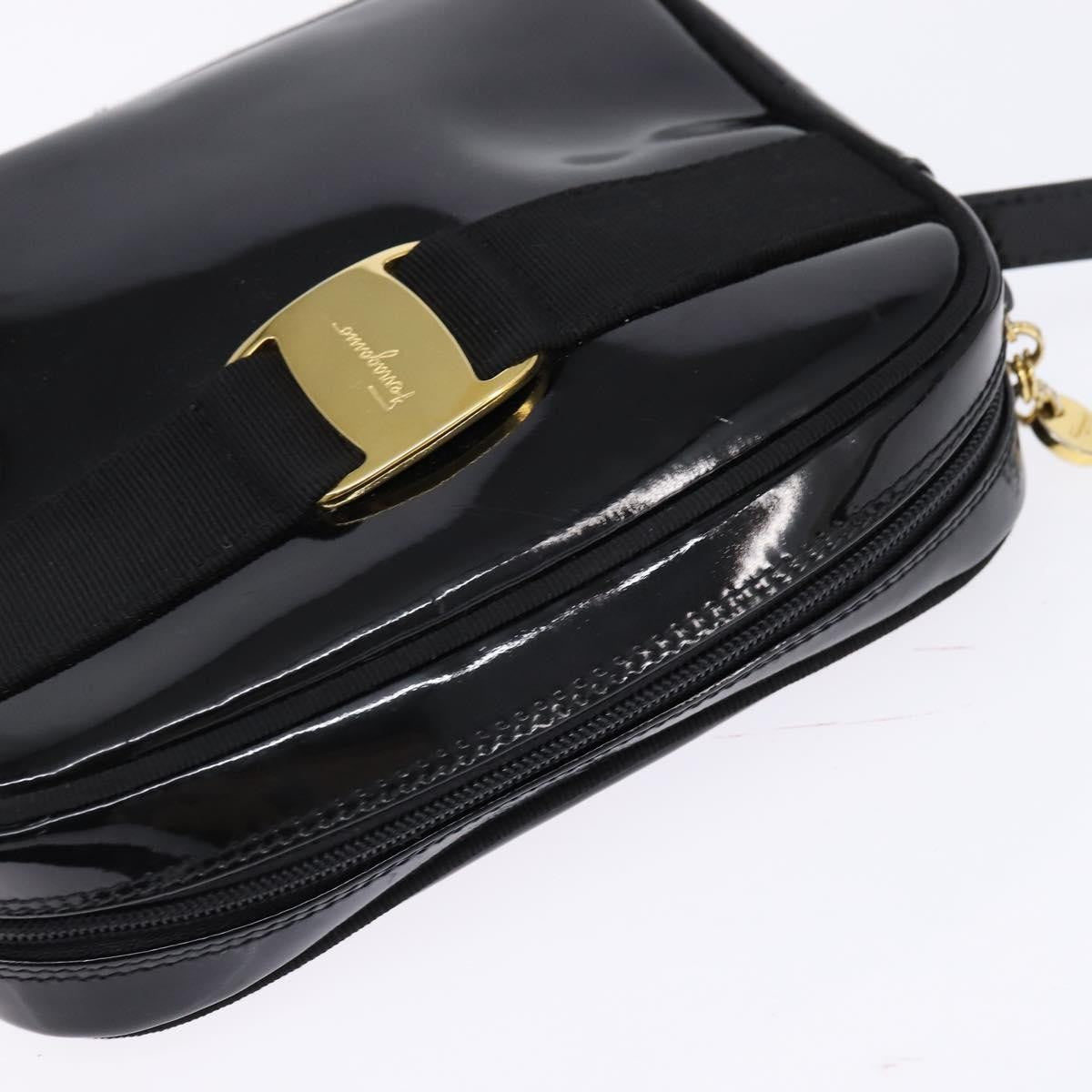 Salvatore Ferragamo Vara Bow Camera Shoulder Bag Patent Leather Black Patent_Leather Shoulder Bag Bag (Pre-Owned)