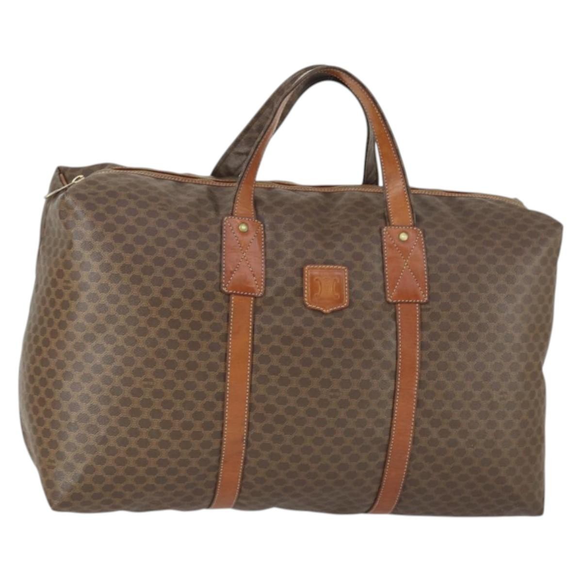 Celine Vintage Macadam Boston Bag Canvas And Leather Brown Canvas Travel Bag Bag (Pre-Owned)
