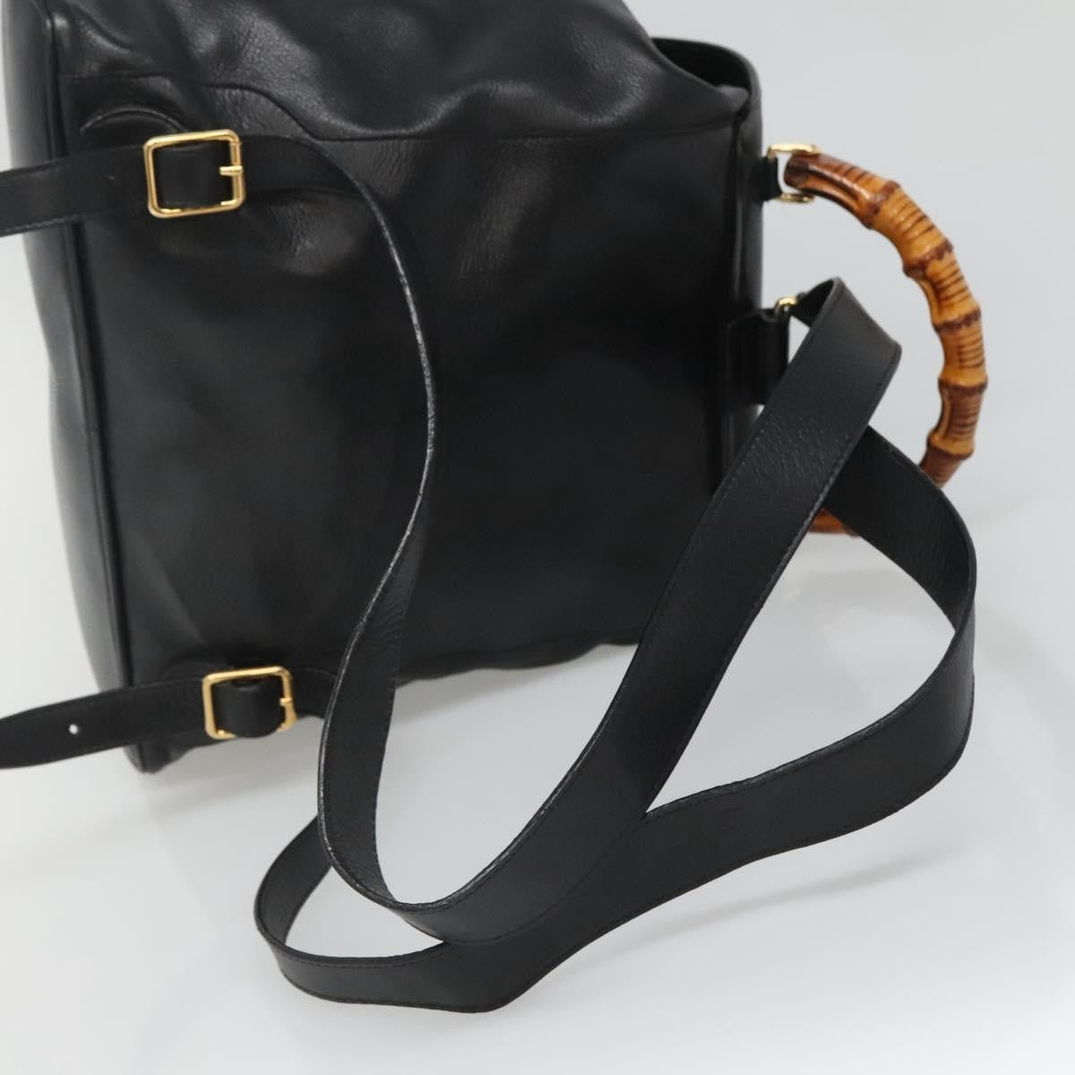 Gucci Vintage Bamboo Backpack Leather Black Leather Backpack Bag (Pre-Owned)