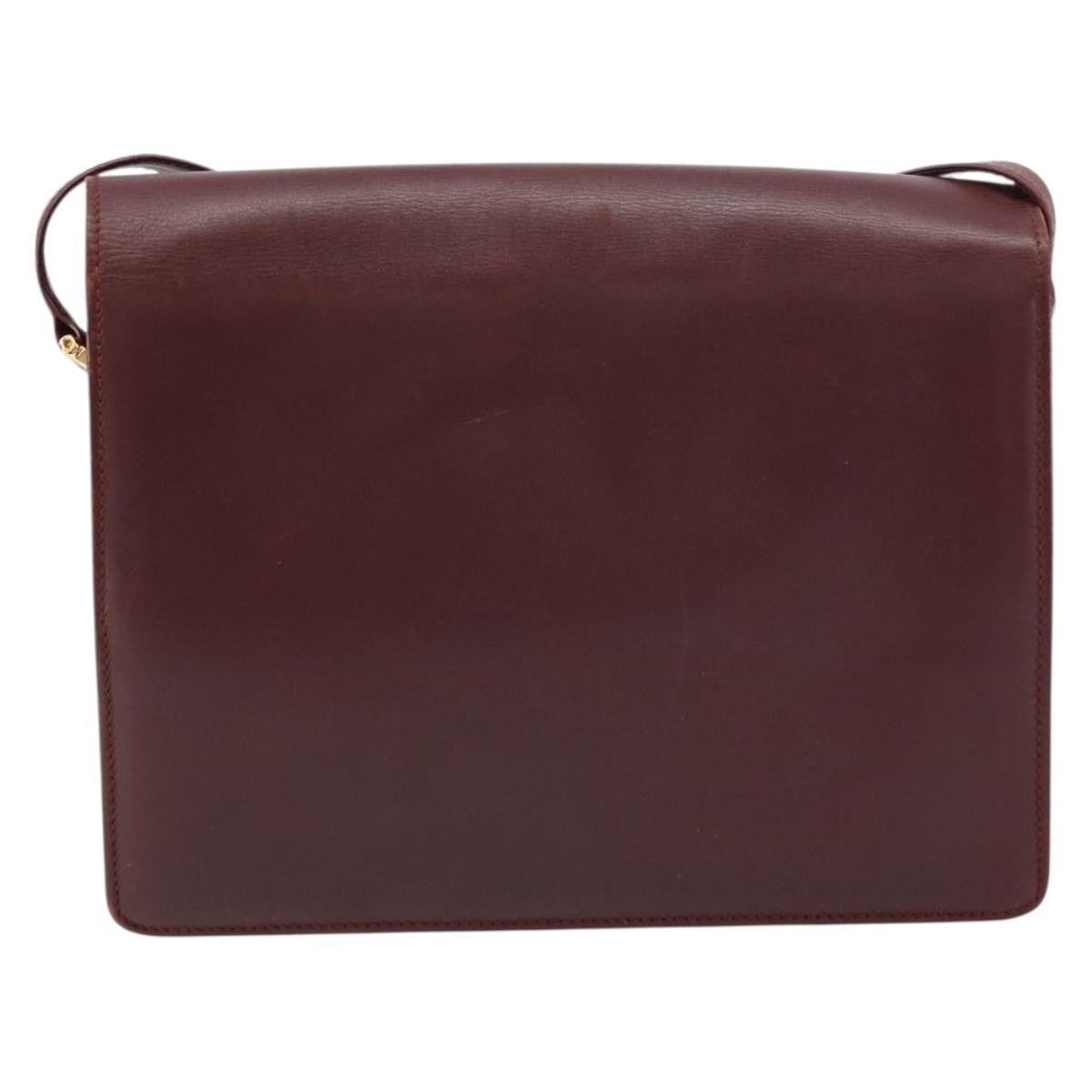 Cartier Must De Cartier Shoulder Bag Leather Burgundy Leather Shoulder Bag Bag (Pre-Owned)