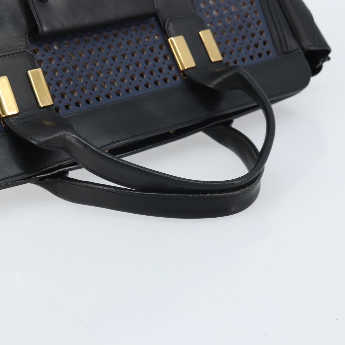 Chloe Alice Satchel Leather Black Leather Handbag (Pre-Owned)