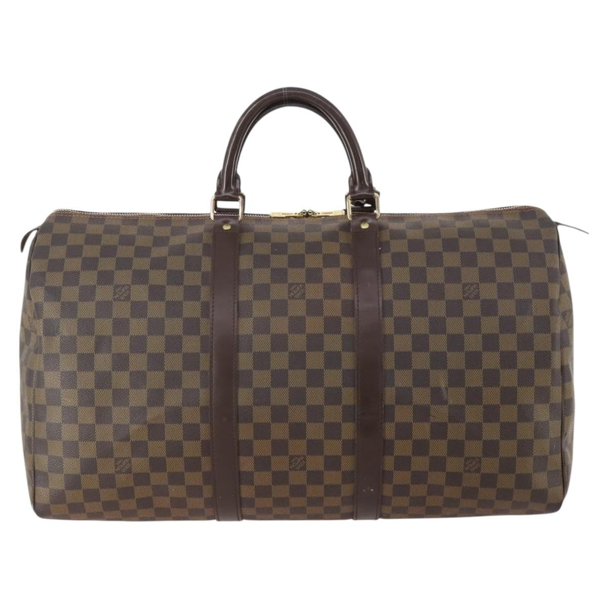 Louis Vuitton Keepall Bag Damier Brown Canvas Travel Bag Bag (Pre-Owned)