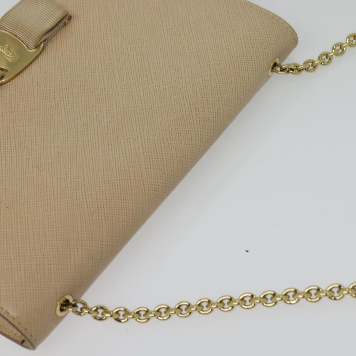 Salvatore Ferragamo Ginny Crossbody Bag Leather Beige Leather Shoulder Bag Bag (Pre-Owned)