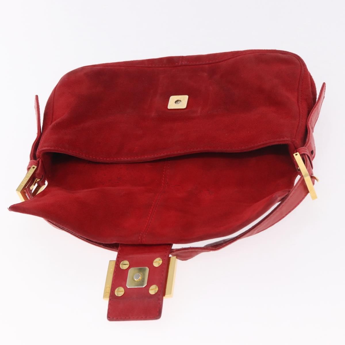 Fendi Baguette Bag Leather Red Suede Shoulder Bag Bag (Pre-Owned)