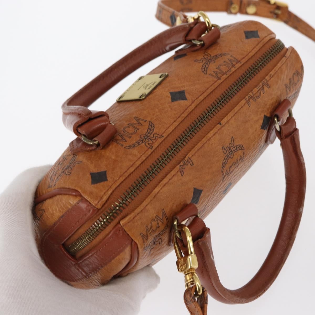 MCM Visetos Handbag Canvas And Leather Brown Canvas Handbag (Pre-Owned)