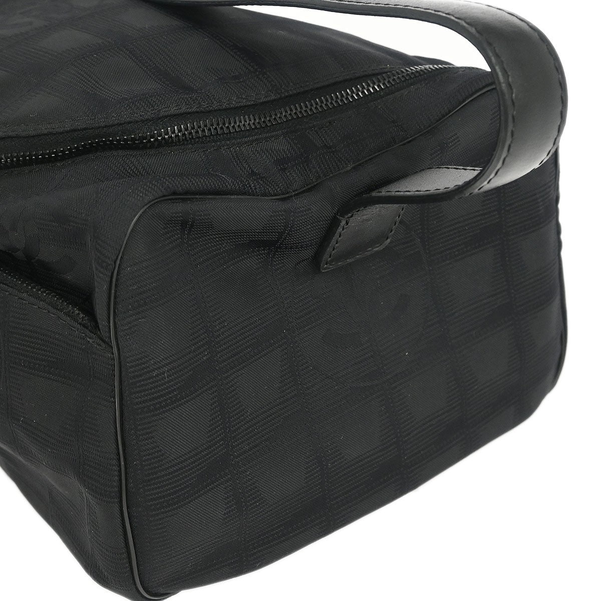 Chanel Travel Line Barrel Bag Nylon Black Nylon Handbag (Pre-Owned)