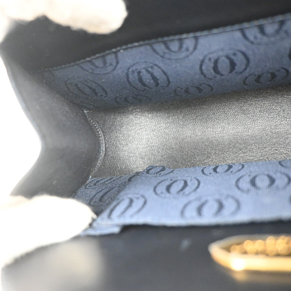 Cartier Vintage Shoulder Bag Leather Navy Leather Shoulder Bag Bag (Pre-Owned)