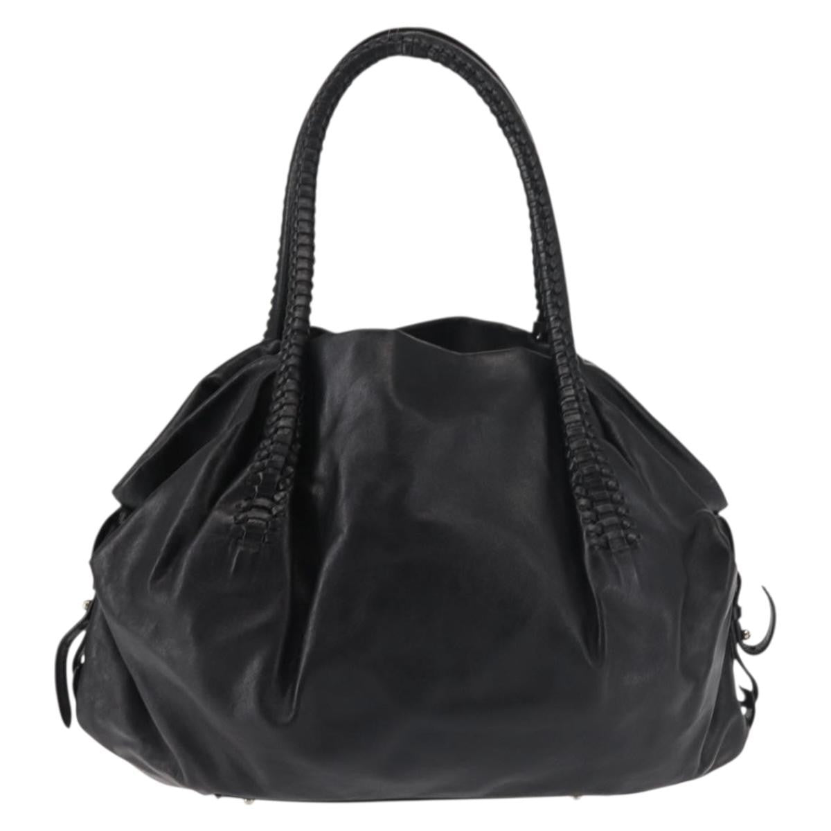 Salvatore Ferragamo Gancini Tote Leather Black Leather Tote Bag Bag (Pre-Owned)