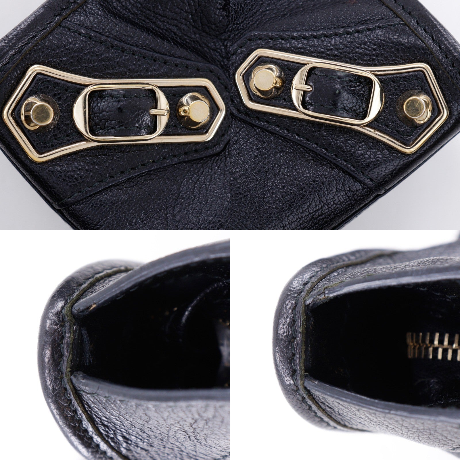 Balenciaga City Classic Metallic Edge Bag Leather Black Leather Handbag (Pre-Owned)