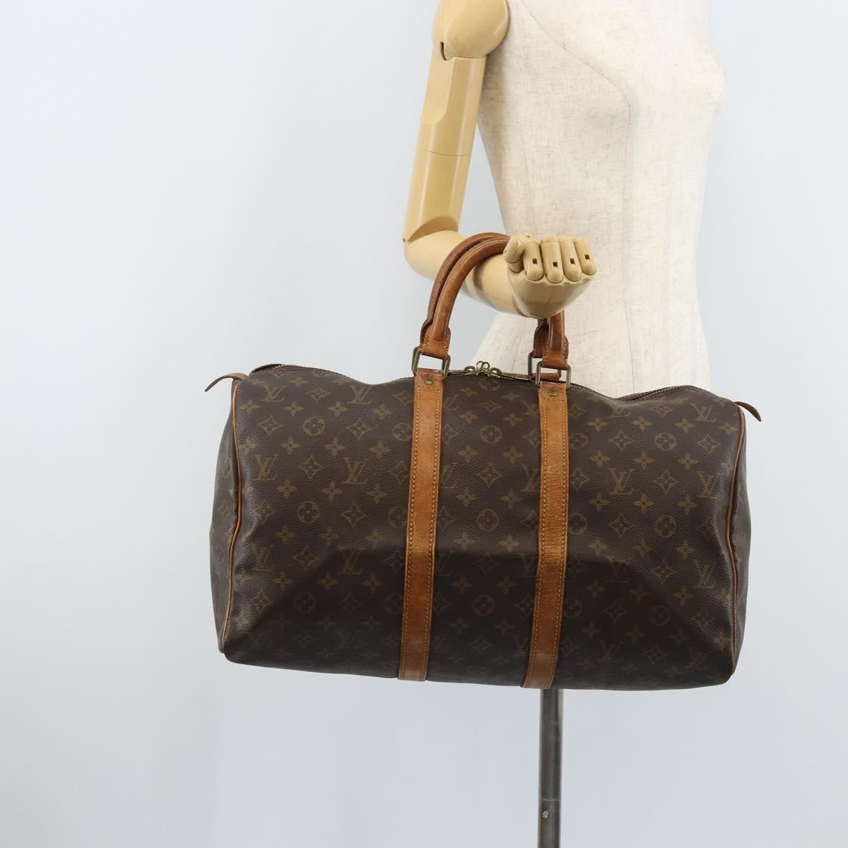 Louis Vuitton Keepall Bag Monogram Canvas Brown Canvas Travel Bag Bag (Pre-Owned)