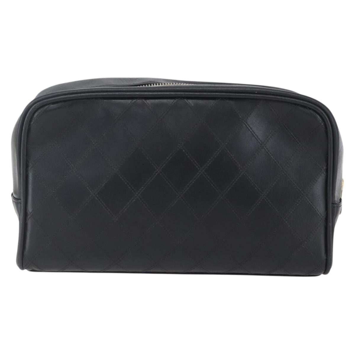 Chanel Vintage Toiletry Pouch Leather Black Patent_Leather Clutche & Pouche Bag (Pre-Owned)