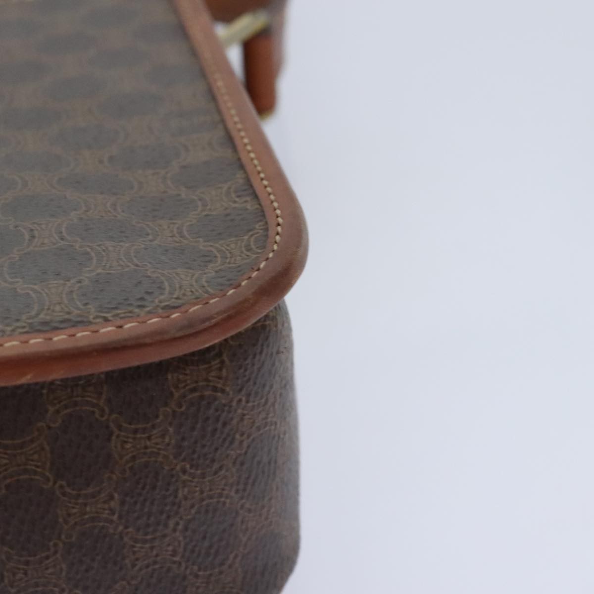 Celine Vintage Macadam Circle Logo Shoulder Bag Canvas And Leather Brown Canvas Shoulder Bag Bag (Pre-Owned)