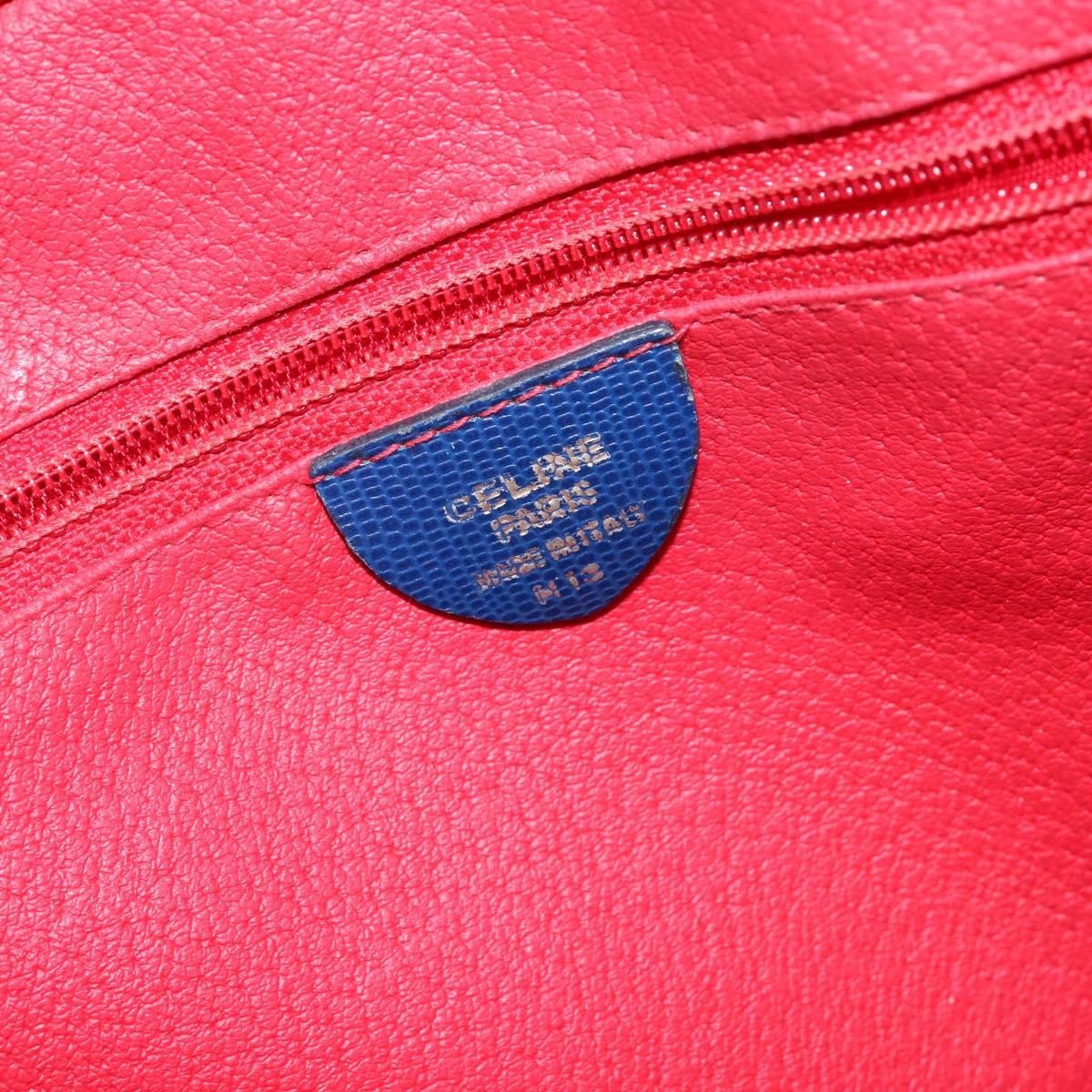 Celine Circle Logo Handbag Leather Blue Leather Bag (Pre-Owned)