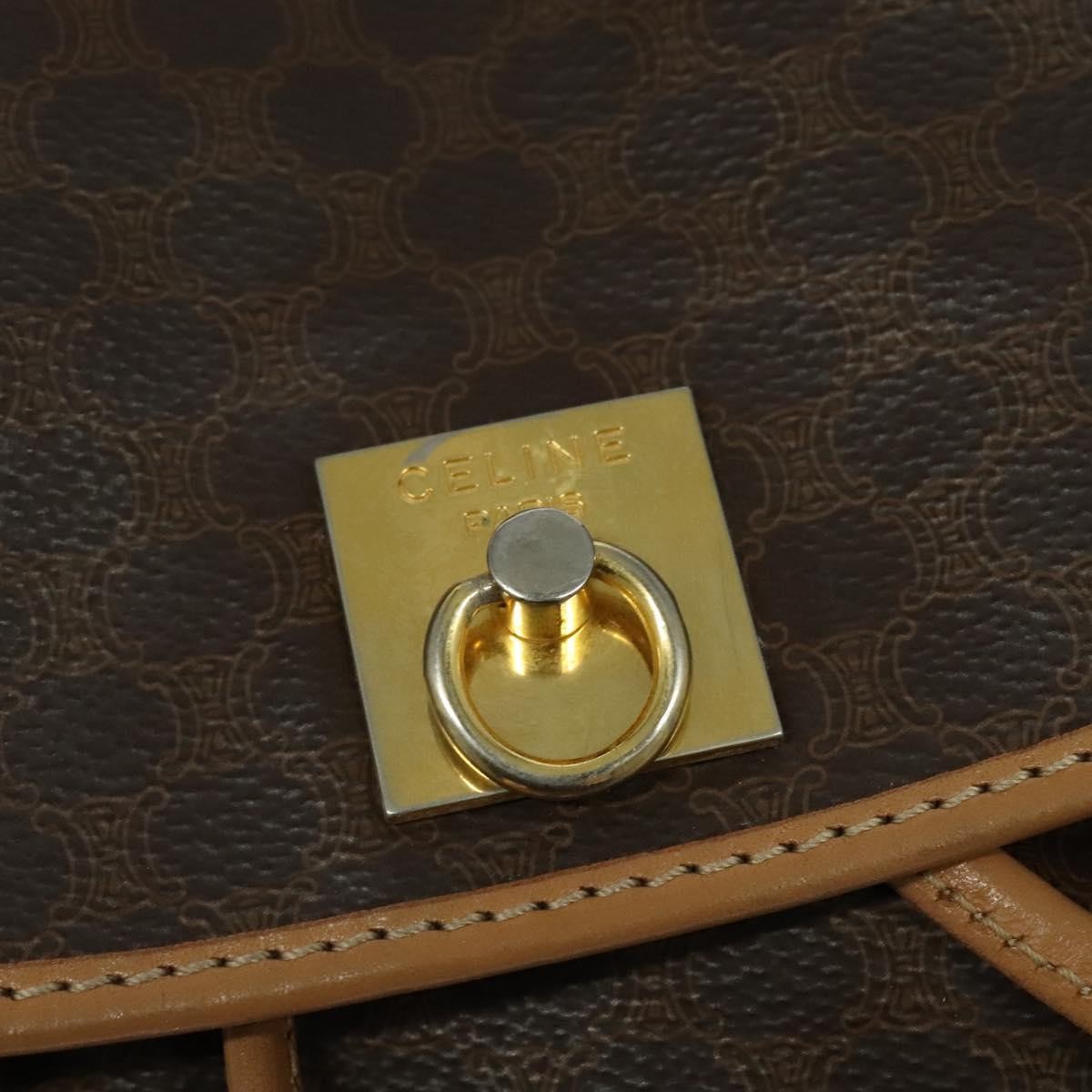 Celine Vintage Macadam Backpack Canvas And Leather Brown Canvas Backpack Bag (Pre-Owned)