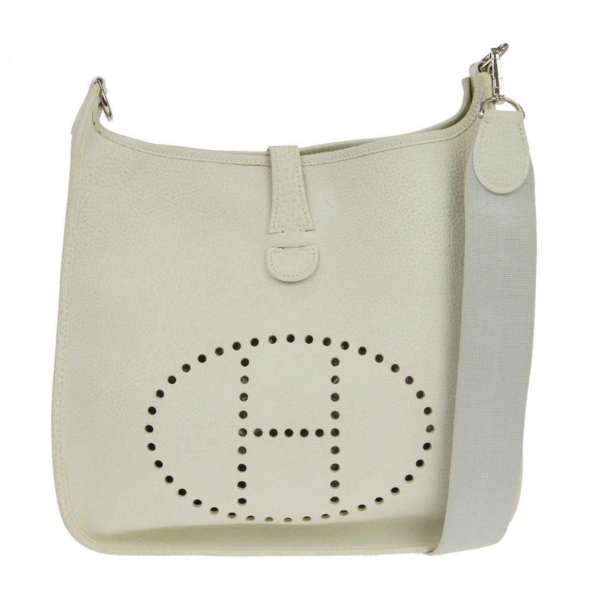 Hermes Evelyne Bag Gen I Clemence White Leather Shoulder Bag Bag (Pre-Owned)