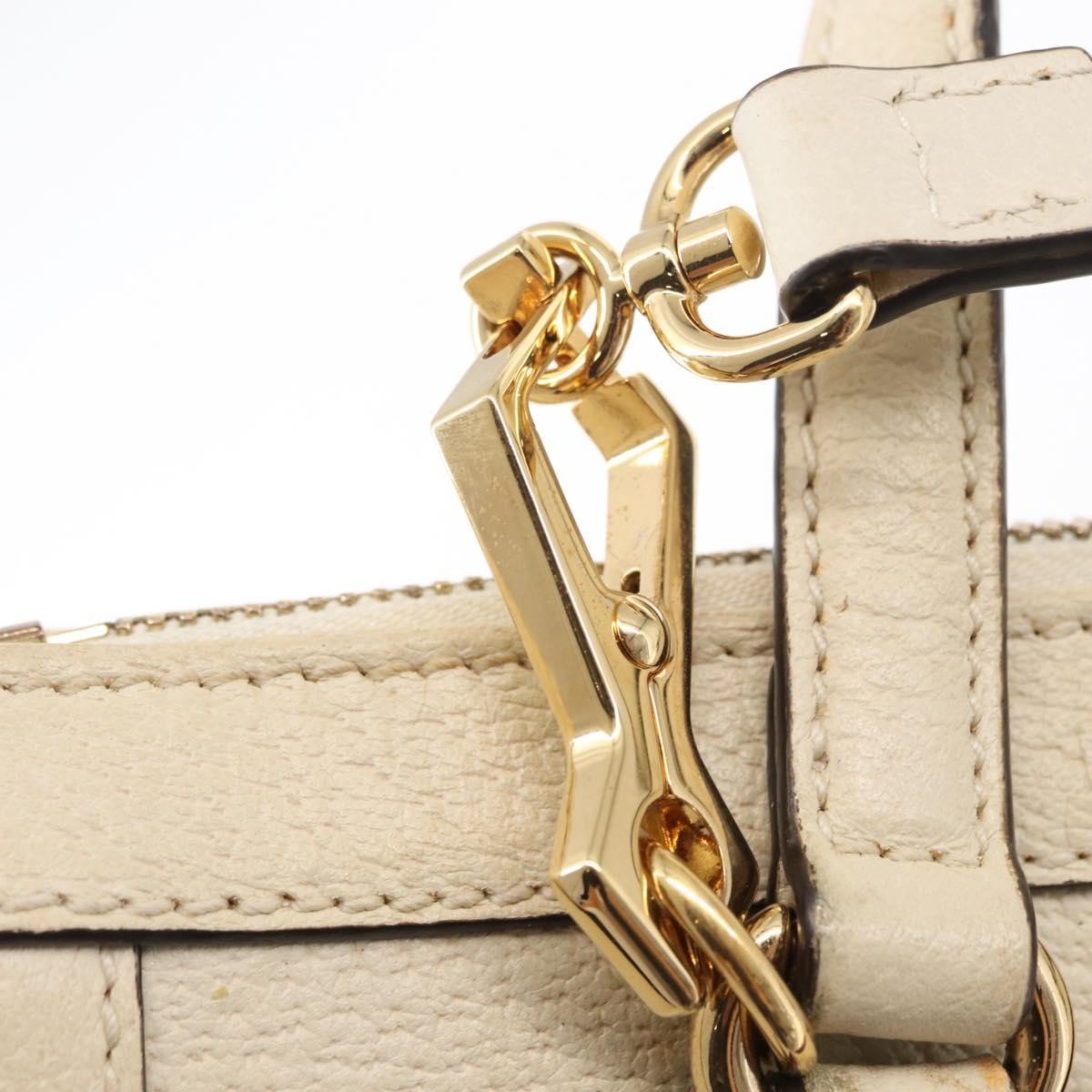 Gucci Ophidia Top Handle Tote Leather White Leather Handbag (Pre-Owned)