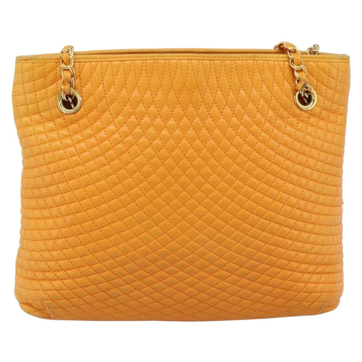Bally Vintage Shoulder Bag Quilted Leather Orange Leather Shoulder Bag Bag (Pre-Owned)
