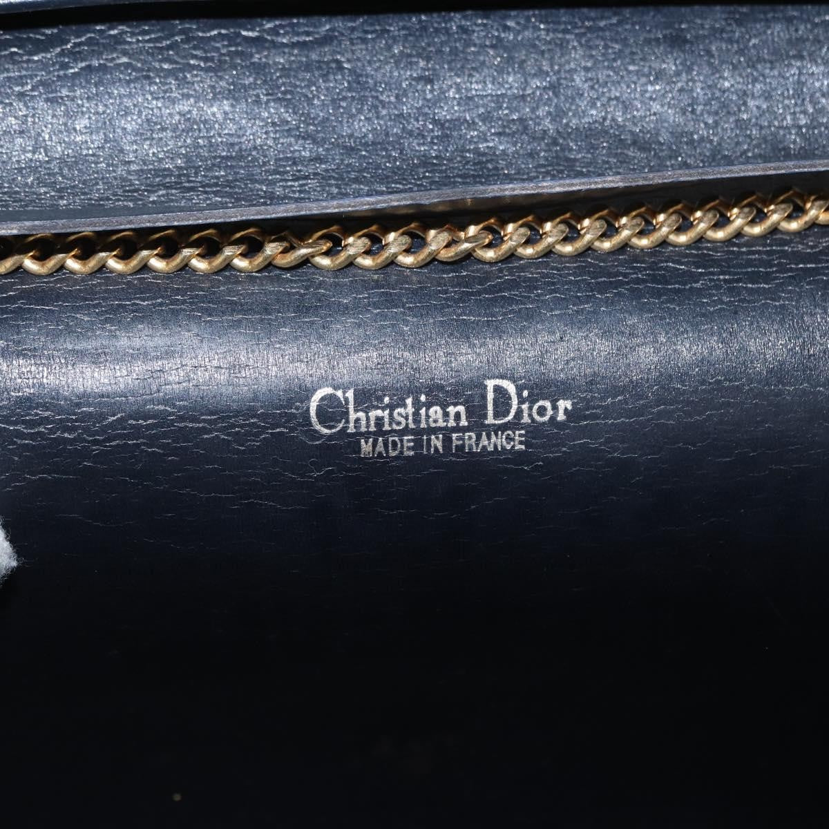 Christian Dior Vintage Cd Chain Flap Shoulder Bag Diorissimo Canvas Navy Canvas Shoulder Bag Bag (Pre-Owned)