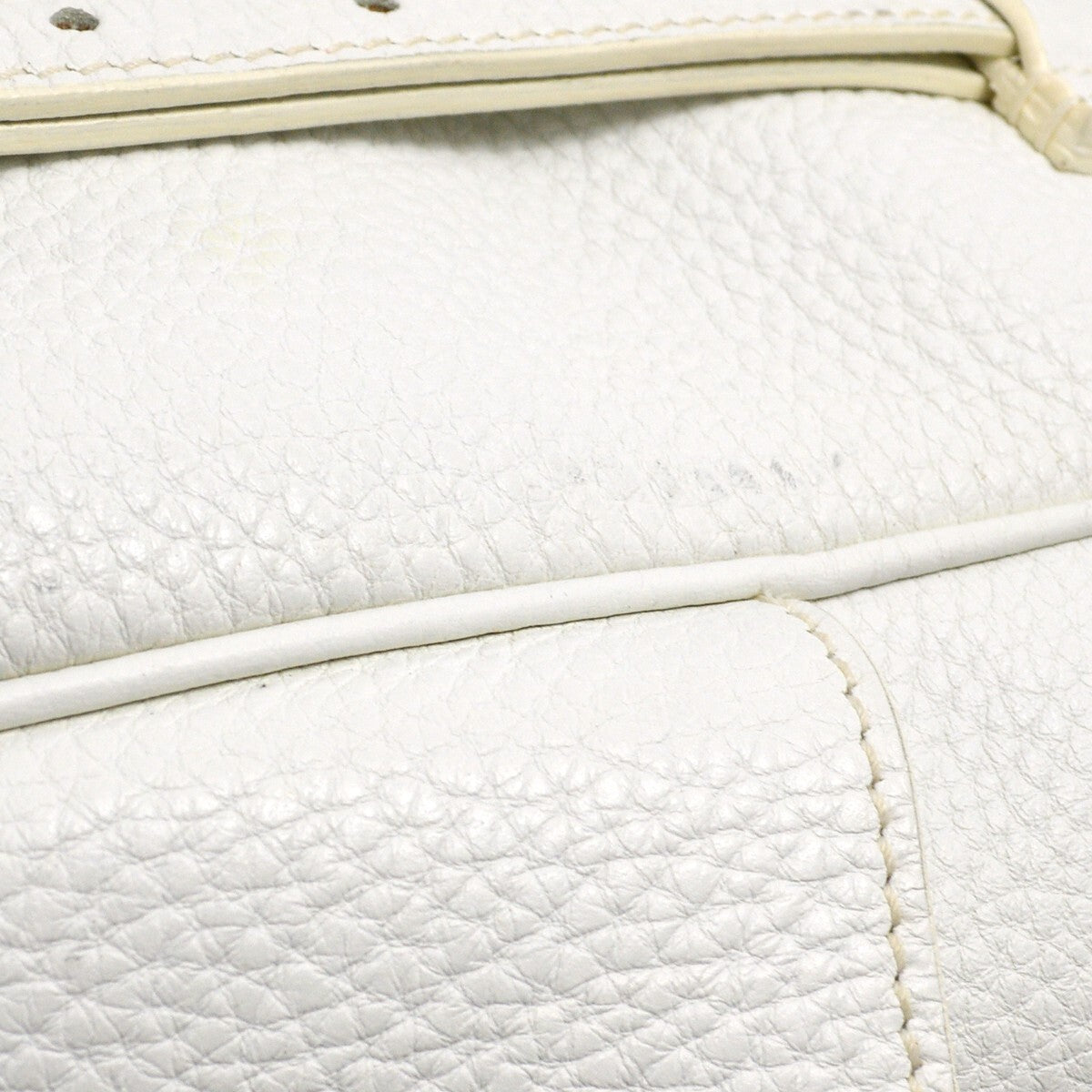 Hermes Pursangle Bag Leather White Leather Handbag (Pre-Owned)