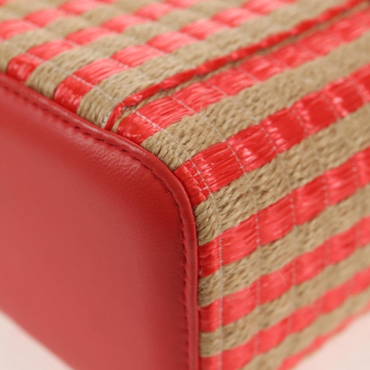 Chanel Classic Vanity Case With Chain Striped Raffia And Jute Beige Canvas Clutche & Pouche Bag (Pre-Owned)