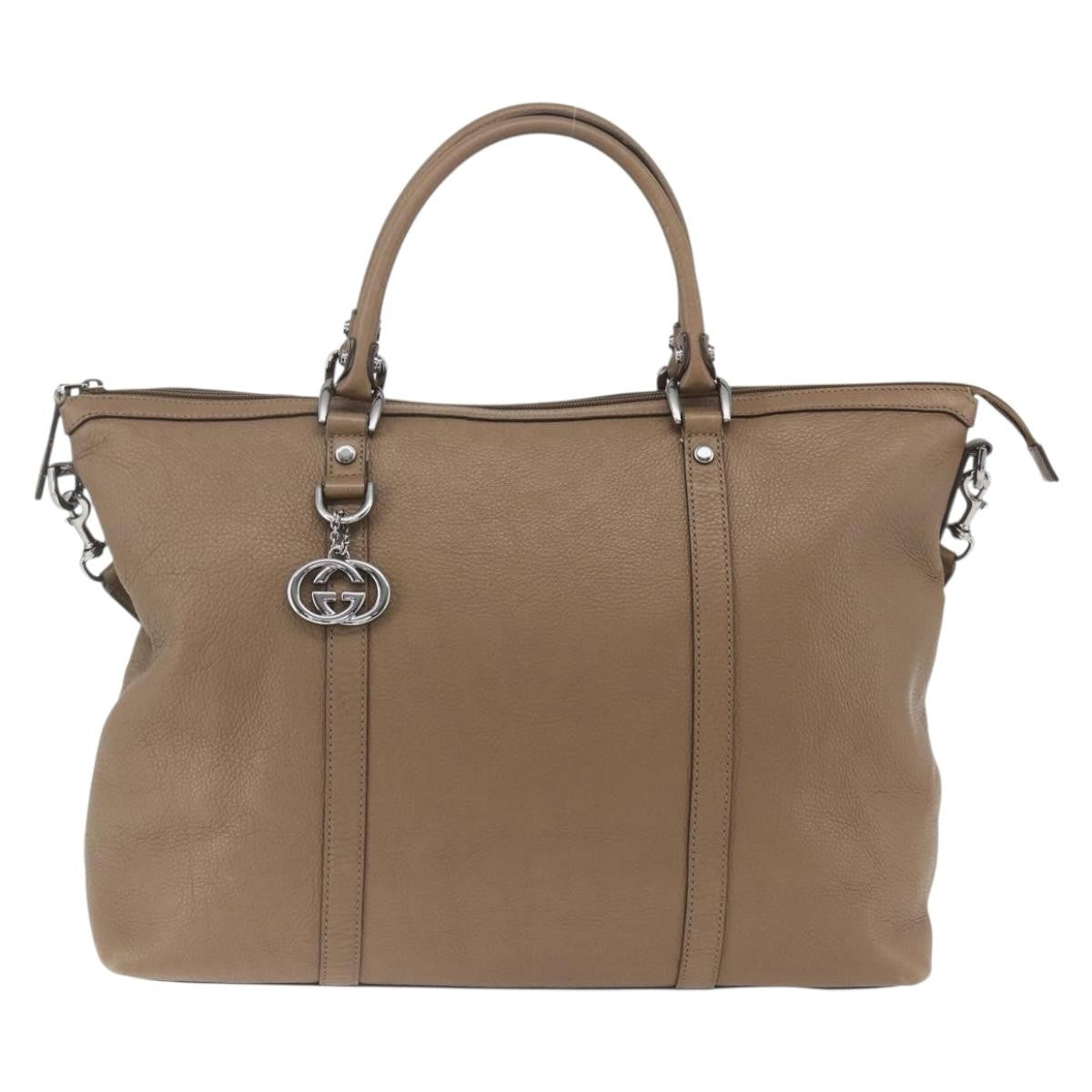 Gucci Vintage Tote Leather Brown Leather Tote Bag Bag (Pre-Owned)