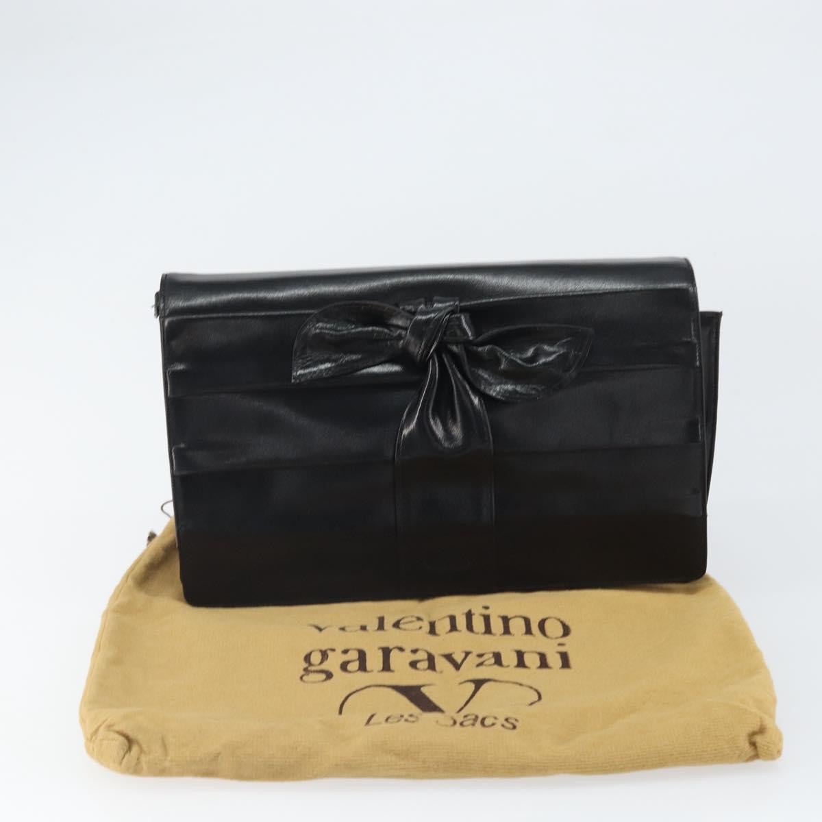 Valentino Garavani Bow Crossbody Bag Leather Black Leather Shoulder Bag Bag (Pre-Owned)