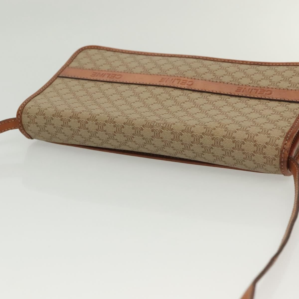 Celine Vintage Macadam Shoulder Bag Canvas And Leather Beige Canvas Bag (Pre-Owned)