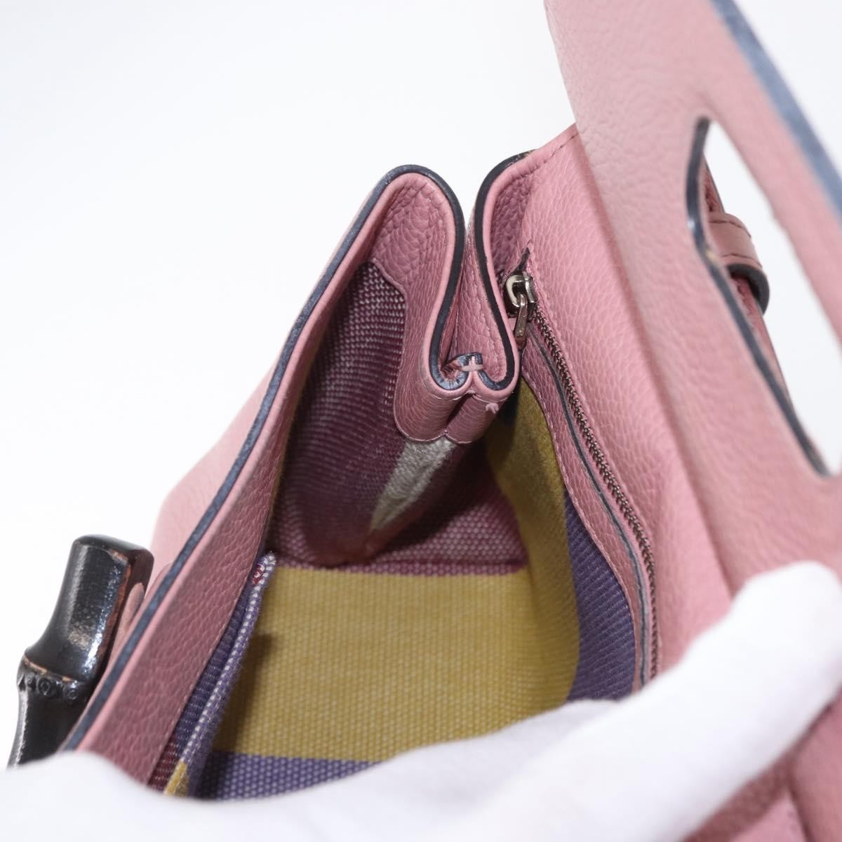 Gucci Bamboo Daily Top Handle Bag Leather Pink Leather Handbag (Pre-Owned)