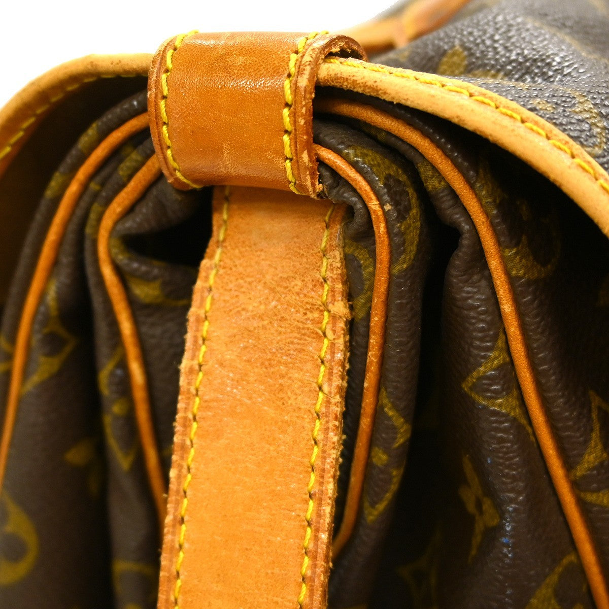 Louis Vuitton Saumur Handbag Monogram Canvas Brown Canvas Shoulder Bag Bag (Pre-Owned)