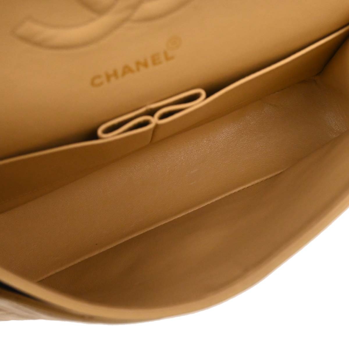 Chanel Timeless - Classic Double Flap Bag Leather Beige Calfskin Handbag (Pre-Owned)