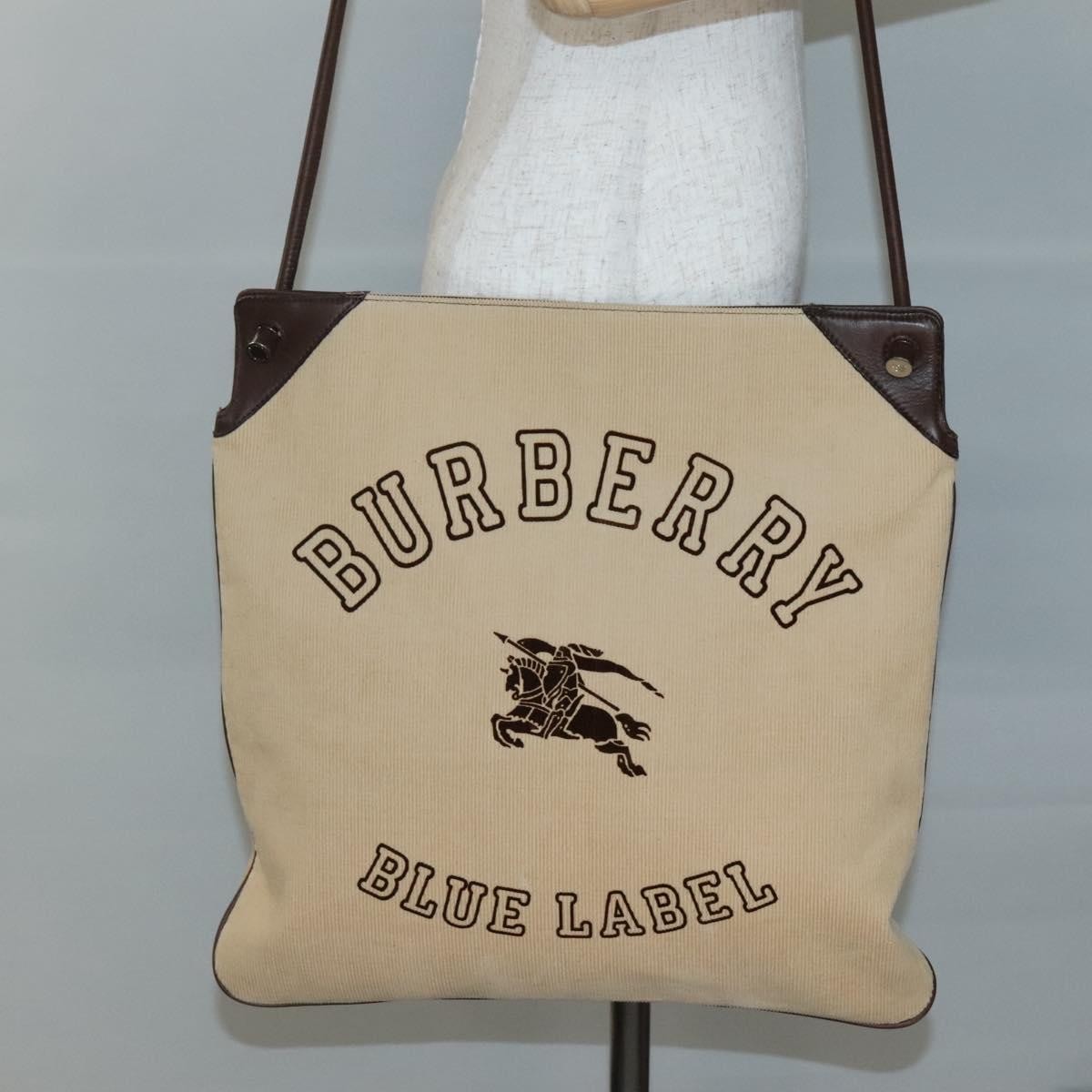 Burberry Blue Label Shoulder Bag Velvet Beige Velvet Shoulder Bag Bag (Pre-Owned)