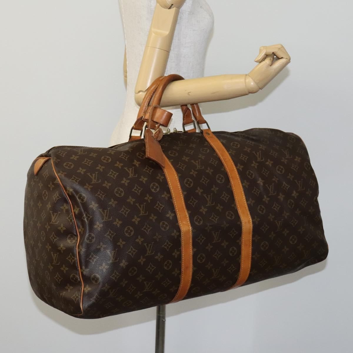 Louis Vuitton Keepall Bag Monogram Canvas Brown Canvas Travel Bag Bag (Pre-Owned)