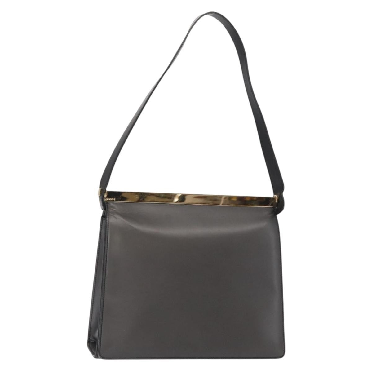 Gucci Vintage Shoulder Bag Leather Black Leather Shoulder Bag Bag (Pre-Owned)
