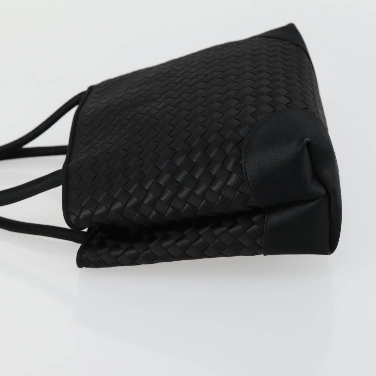 Bottega Veneta Intrecciato Handbag Satin Black Satin Handbag (Pre-Owned)