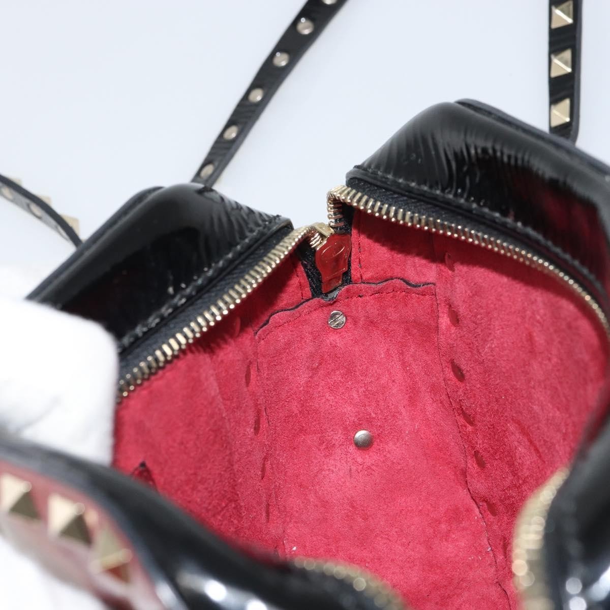 Valentino Garavani Rockstud Chain Camera Crossbody Bag Patent Leather Red Patent_Leather Clutche & Pouche Bag (Pre-Owned)