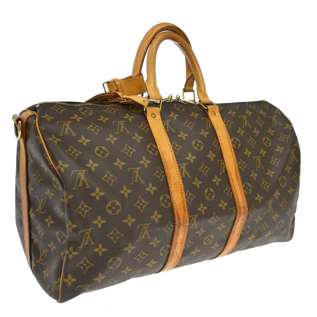Louis Vuitton Keepall Bandouliere Bag Monogram Canvas Brown Canvas Travel Bag Bag (Pre-Owned)